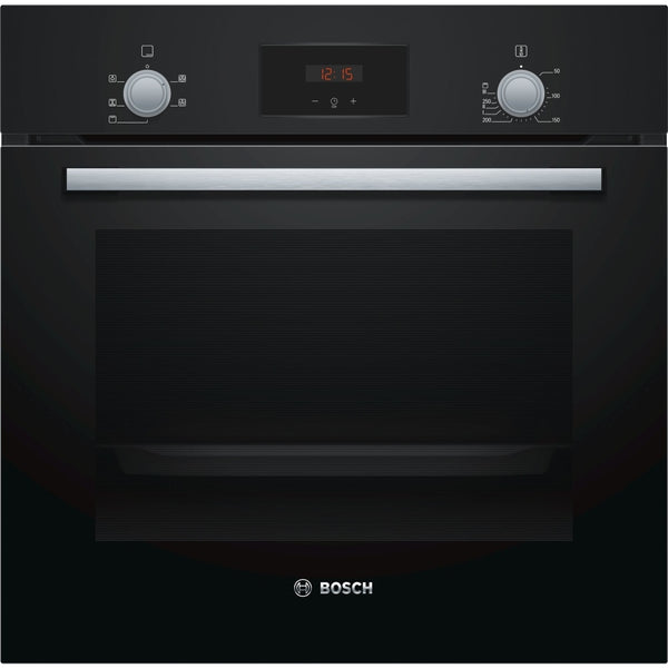 Bosch HHF113BA0B black built-in single electric oven, front view