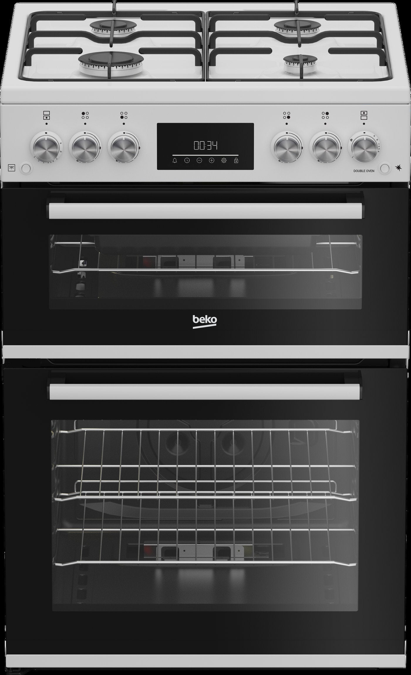 Beko 60cm Double Oven Gas Cooker with Gas Hob - White