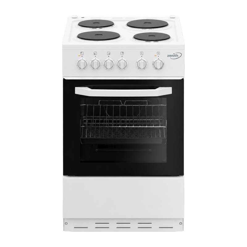 Zenith ZE503W 50cm Electric Single Oven with solid plate - hob White