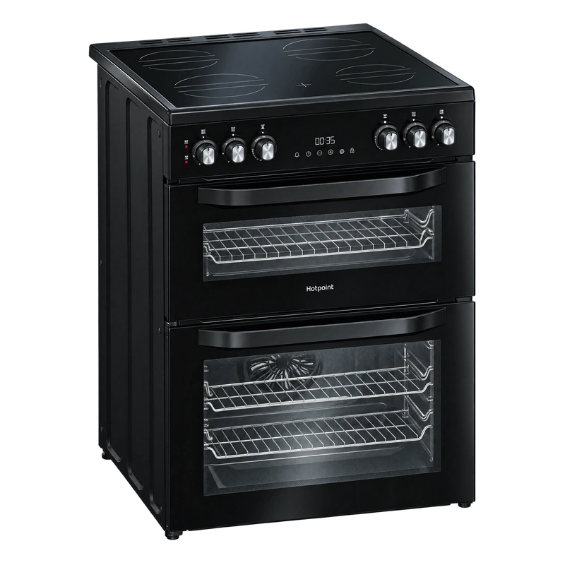 Hotpoint HDE6VDC2B1 60cm Double Oven Electric Cooker with Ceramic Hob - Black
