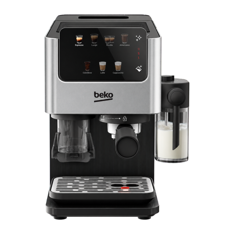 Beko CED7524X Espresso Machine with Integrated Grinder and Milk Cup - Silver