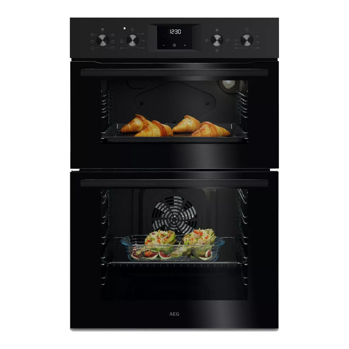 AEG 66L Double Built In Oven - Black