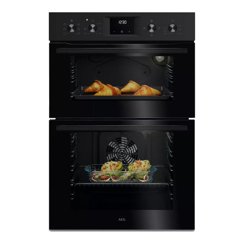 AEG 66L Double Built In Oven - Black