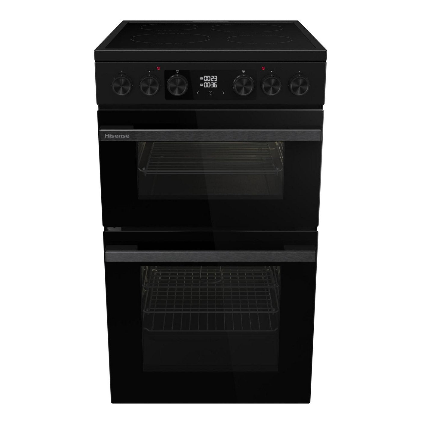 Hisense 50cm Double Oven Electric Cooker with Ceramic Hob - Black