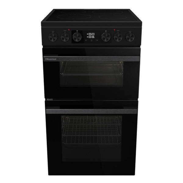 Hisense 50cm Double Oven Electric Cooker with Ceramic Hob - Black