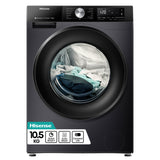 Hisense 10.5kg 1400 Spin Steam Washing Machine - Black