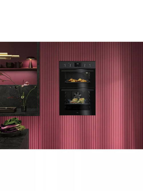 AEG 66L Double Built In Oven - Black