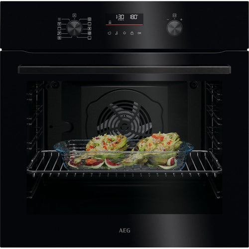 AEG 59.6cm Built In Electric Single Oven - Black