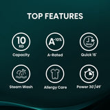 Hisense 10kg 1400 Spin, Steam Washing Machine - White