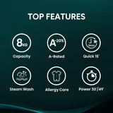 Hisense 8kg 1400 Spin, Steam Washing Machine - White
