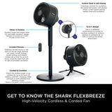 Shark FlexBreeze High-Velocity Hybrid Cordless & Corded Fan - Black