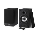 Sharp Pair of Wireless Bookshelf Speakers with Automatic Bluetooth Turntable - Black