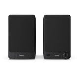 Sharp Pair of Wireless Bookshelf Speakers with Automatic Bluetooth Turntable - Black