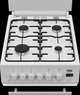 Beko 50cm Twin Cavity Gas Cooker with Gas Hob & Glass Lid - White — view 4