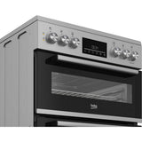 Beko EDC6731S 60cm Double Oven Electric Cooker with Vitroceramic Hob - Silver - View 3