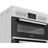 Beko EDC6731W 60cm Double Oven Electric Cooker with Vitroceramic Hob - White - View 3