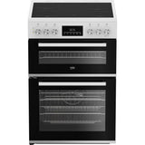 Beko EDC6731W 60cm Double Oven Electric Cooker with Vitroceramic Hob - White