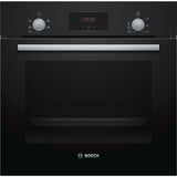 Bosch HHF113BA0B black built-in single electric oven, front view