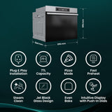 Hisense BI622AXPGUK 59.5cm Built In Electric Single Oven - Black & Stainless Steel