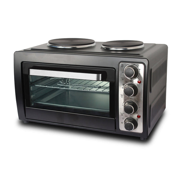 Montpellier MDATC30 black table-top electric cooker with two hotplates