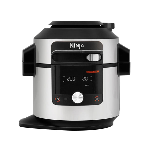 Ninja OL750UK black and stainless steel 15-in-1 multi-cooker, front view