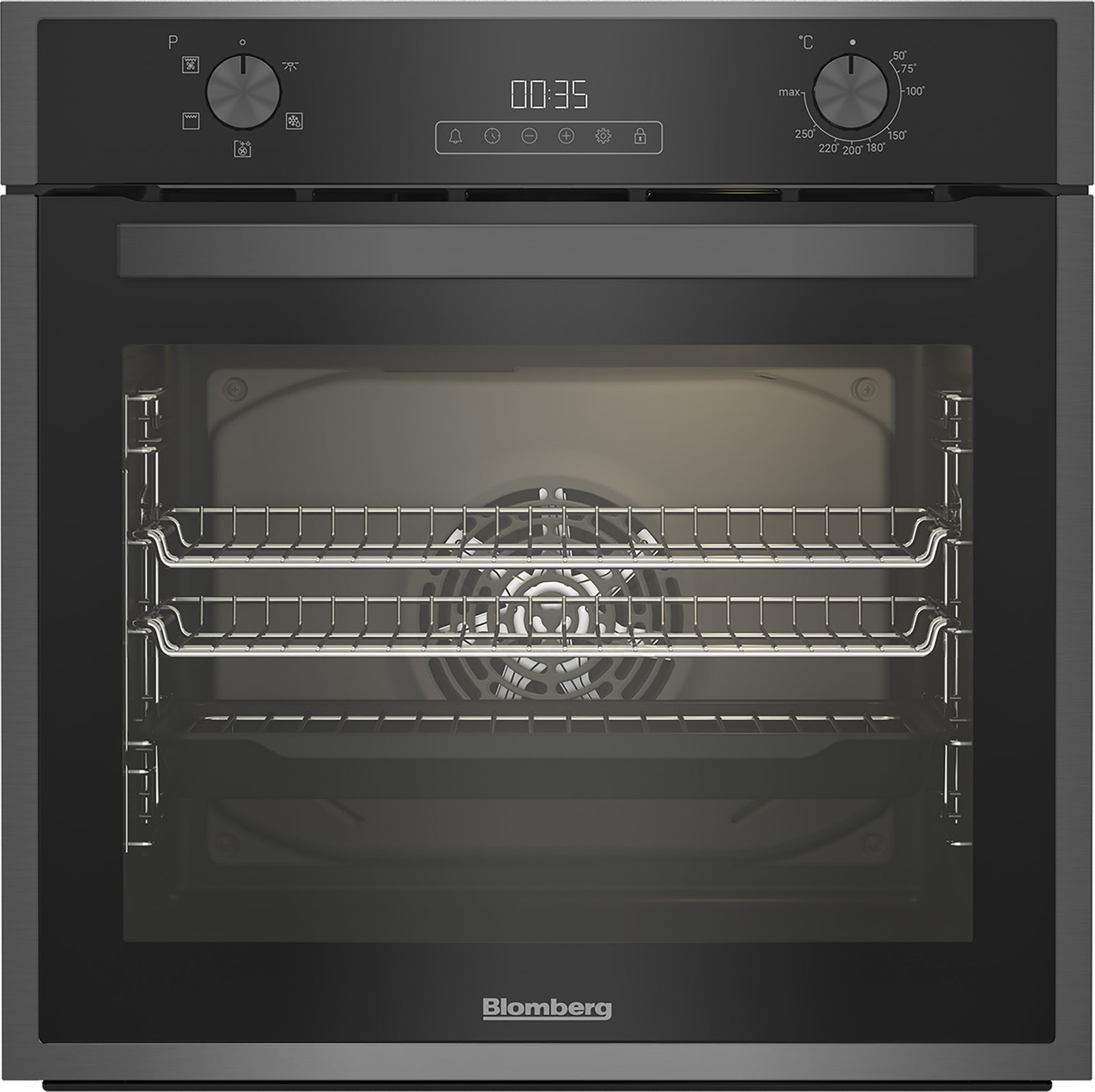 Blomberg ROEN9202DX 59.4cm Built In Single AeroChef Oven - Dark Steel