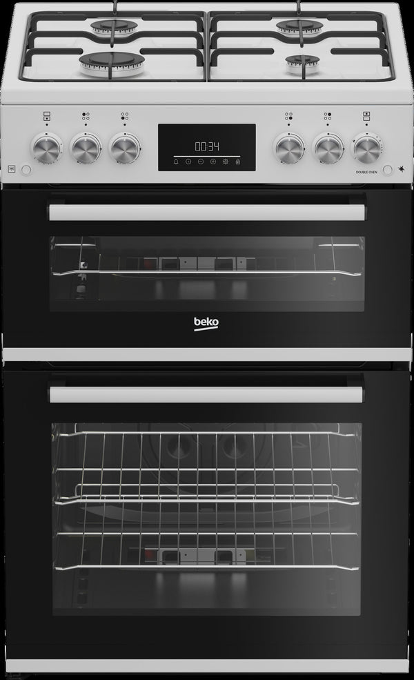 Beko 60cm Double Oven Gas Cooker with Gas Hob - White