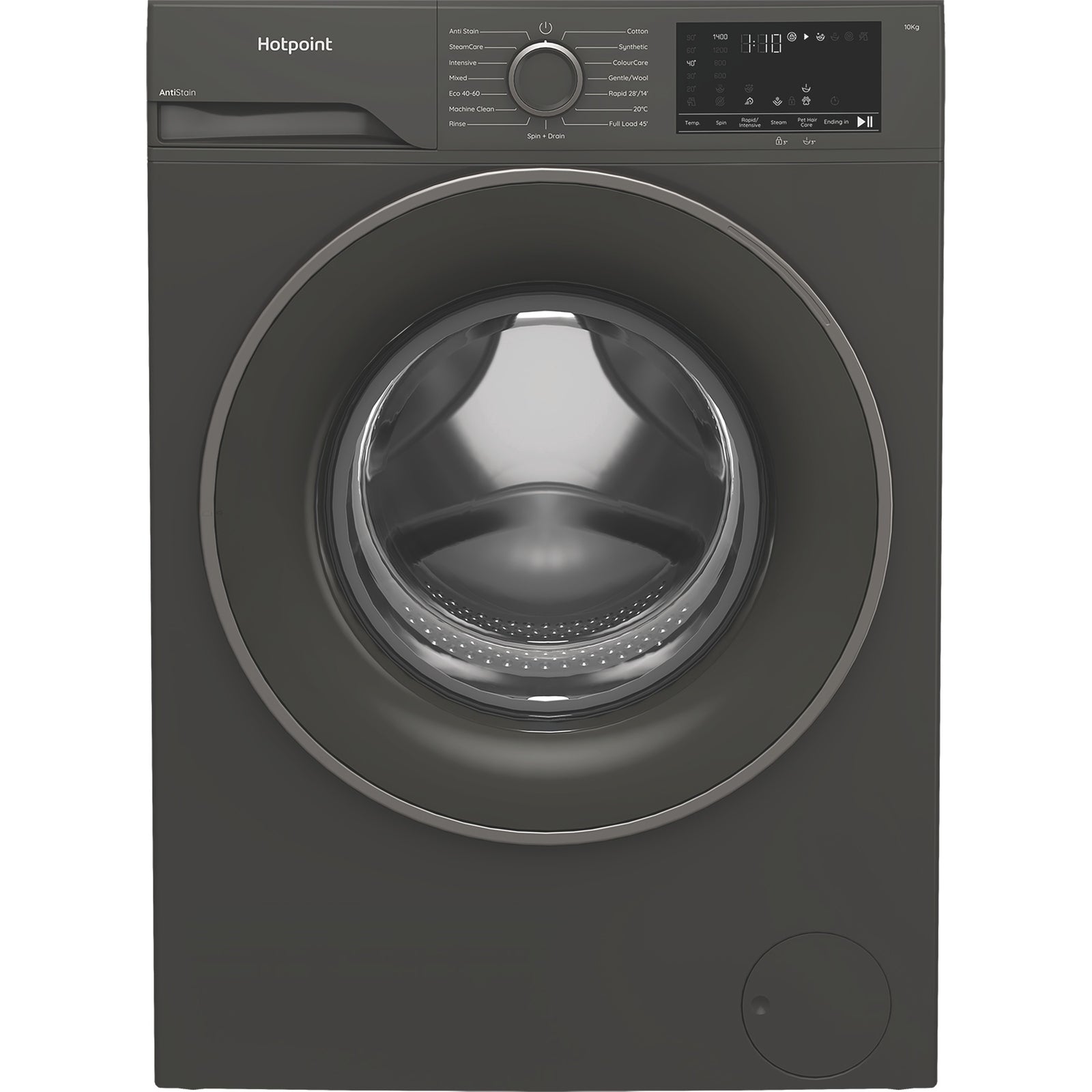Hotpoint H101GANTISTAIN 10kg 1400 Spin Washing Machine with PetHairCare - Graphite